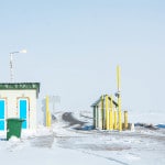 Snow and emptiness at Bavra border crossing between Georgia and Armenia