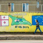 Georgia and the European Union, a mural in Akhaltsikhe
