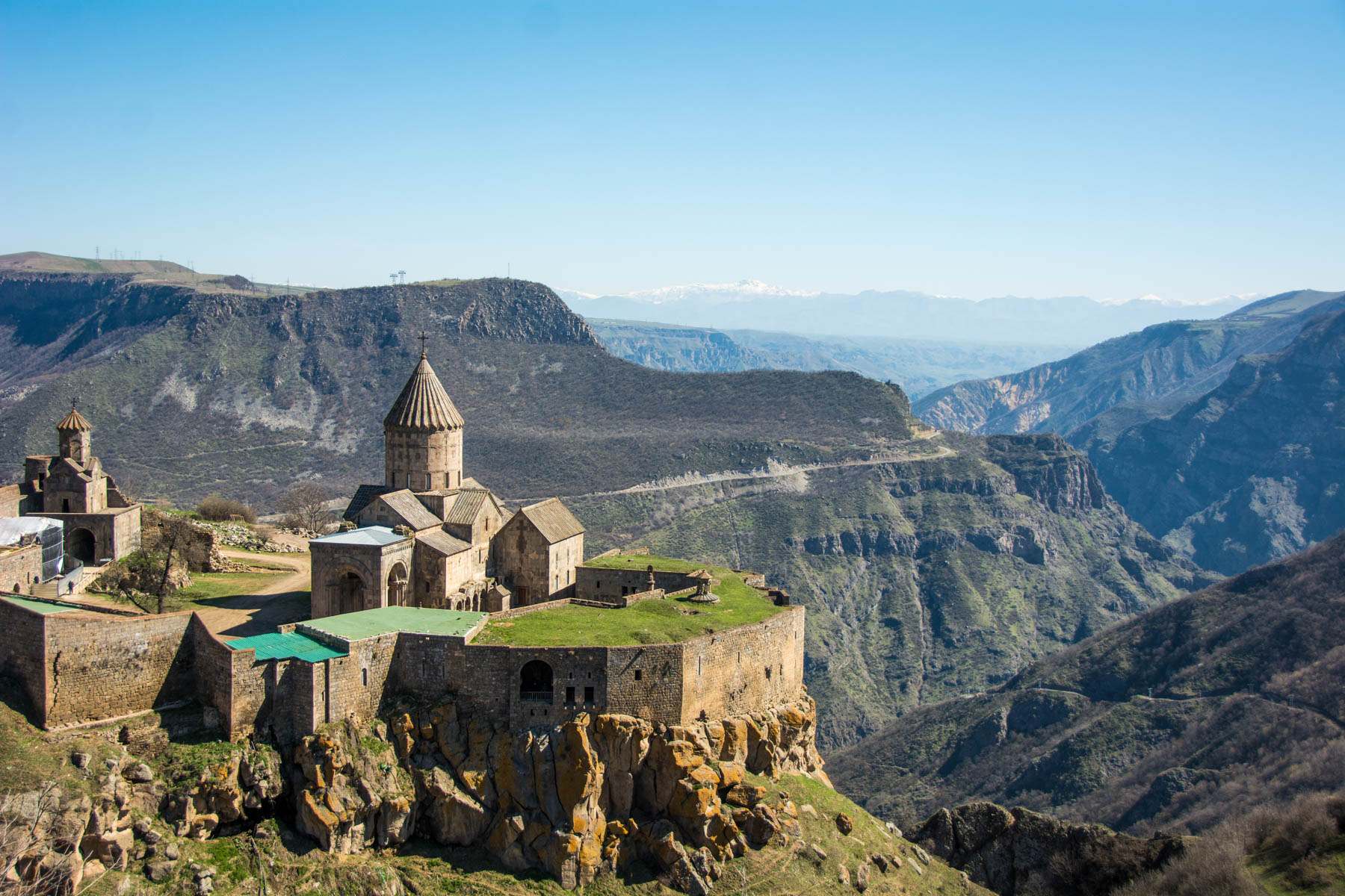 How to get to Tatev from Goris, Armenia - Tatev monastery from above, a great success! Good thing we figured out how to get Tatev from Goris, Armenia