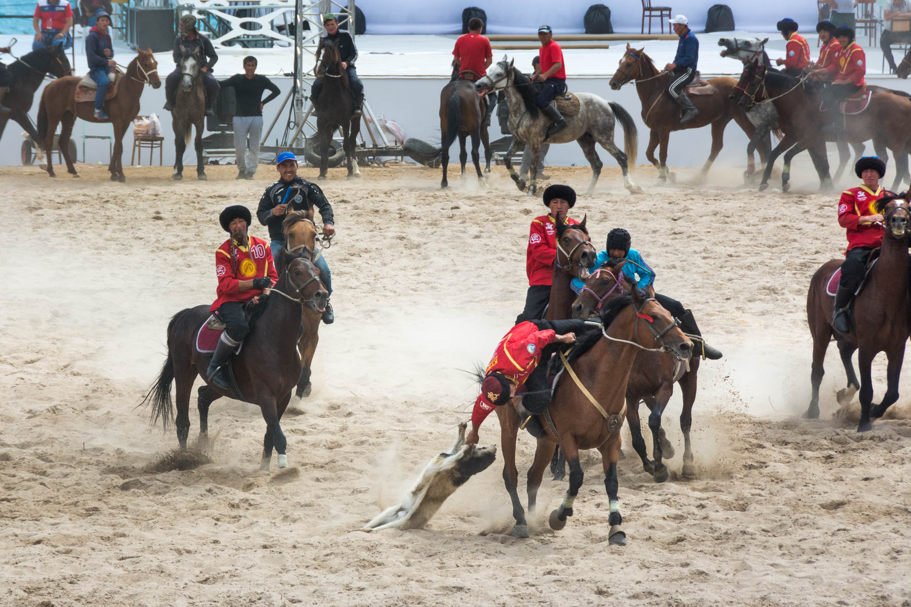 Camera advice for beginner travel photographers - Headless goat polo, AKA Kok Buru, at the World Nomad Games in Kyrgyzstan - Lost With Purpose travel blog