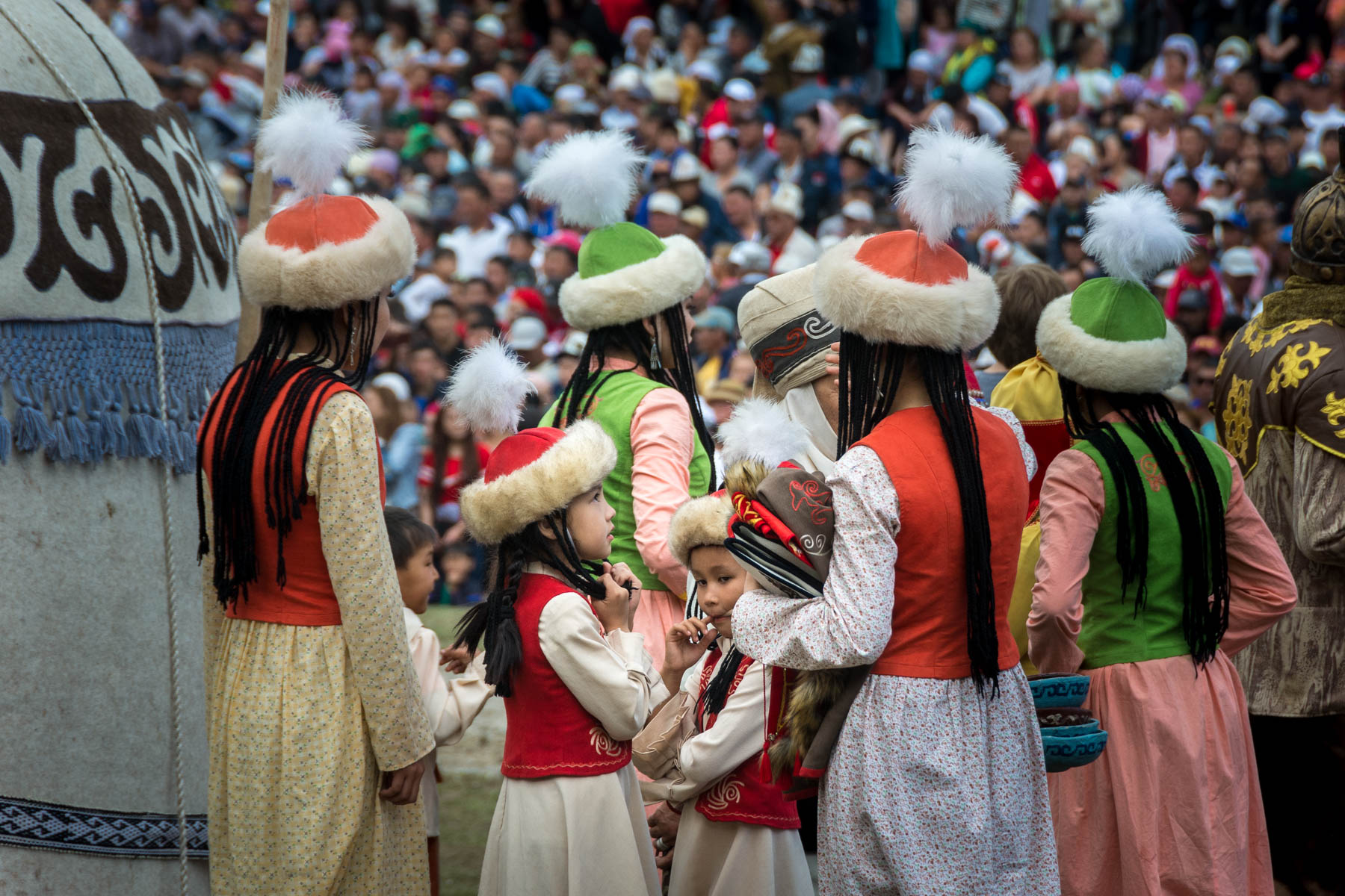 Young girls at the opening ceremony of the 2016 World Nomad Games in Kyrgyzstan