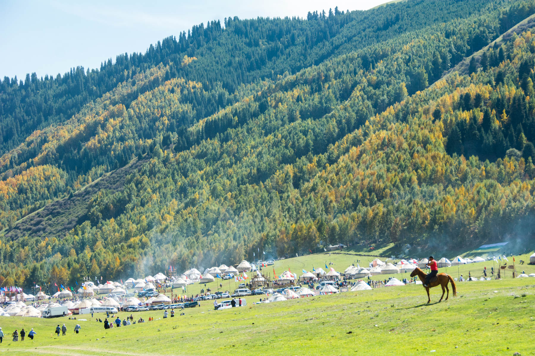 Yurt camp in a jailoo at the World Nomad Games in Kyrgyzstan