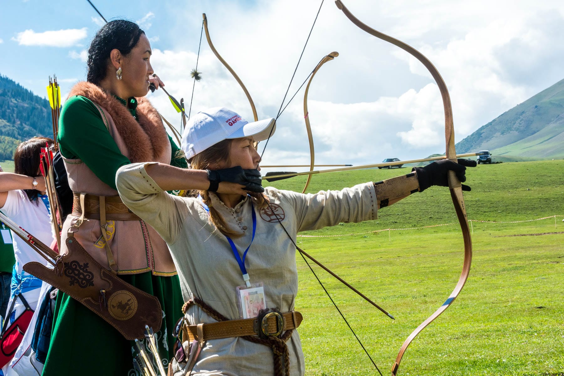 Women doing archery at the World Nomad Games