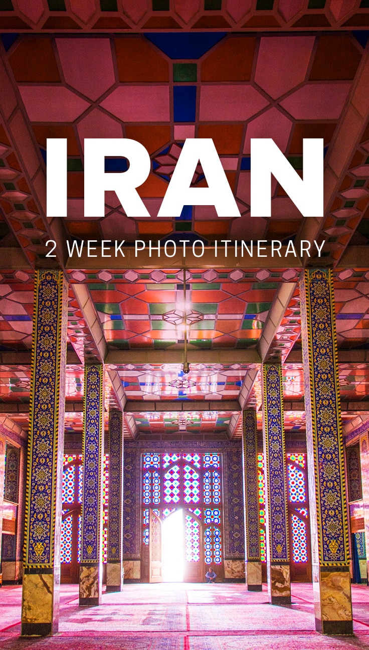 A two week photo itinerary for Iran. Includes top places to visit in Iran, things to see in each city, where to stay, and travel times between destinations. Save this if you're considering travel to Iran!