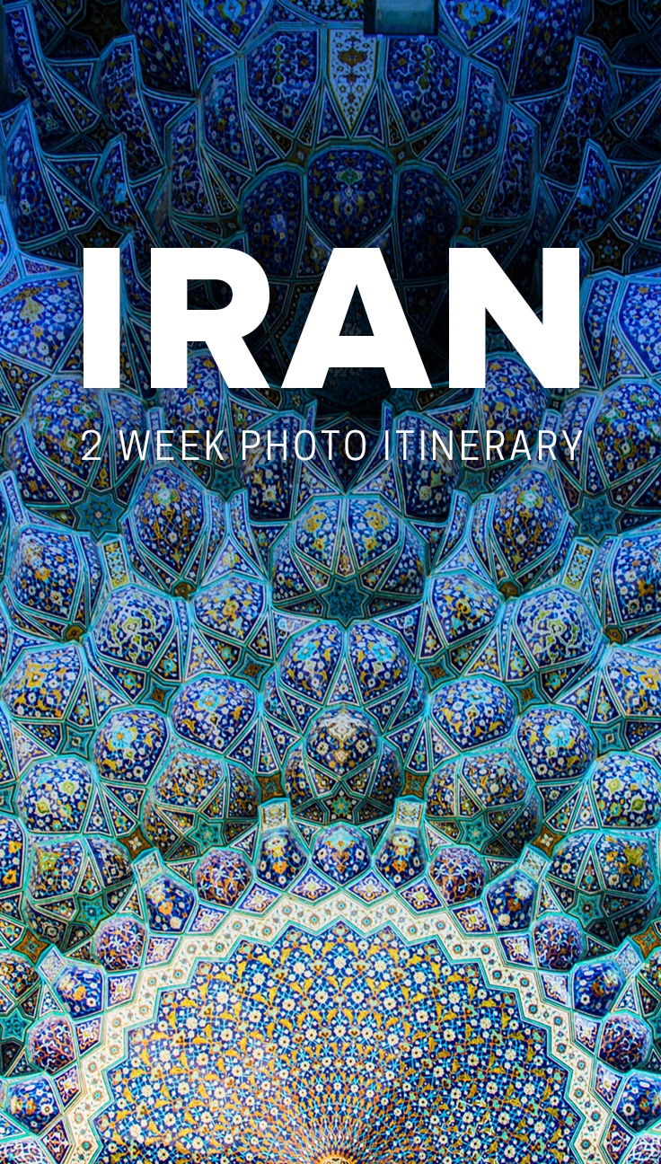 A two week photo itinerary for Iran. Includes top places to visit in Iran, things to see in each city, where to stay, and travel times between destinations. Save this if you're considering travel to Iran!