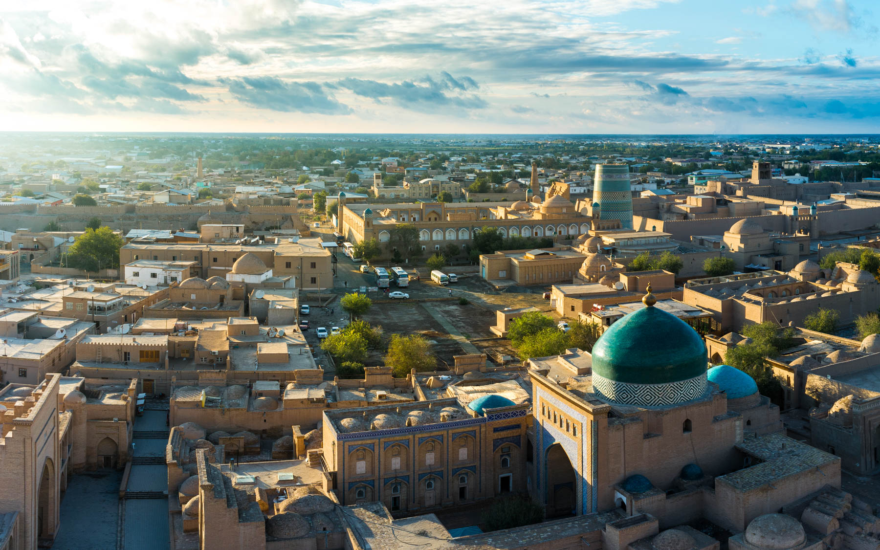 Two week Uzbekistan itinerary - Khiva old town at sunset in Uzbekistan - Lost With Purpose