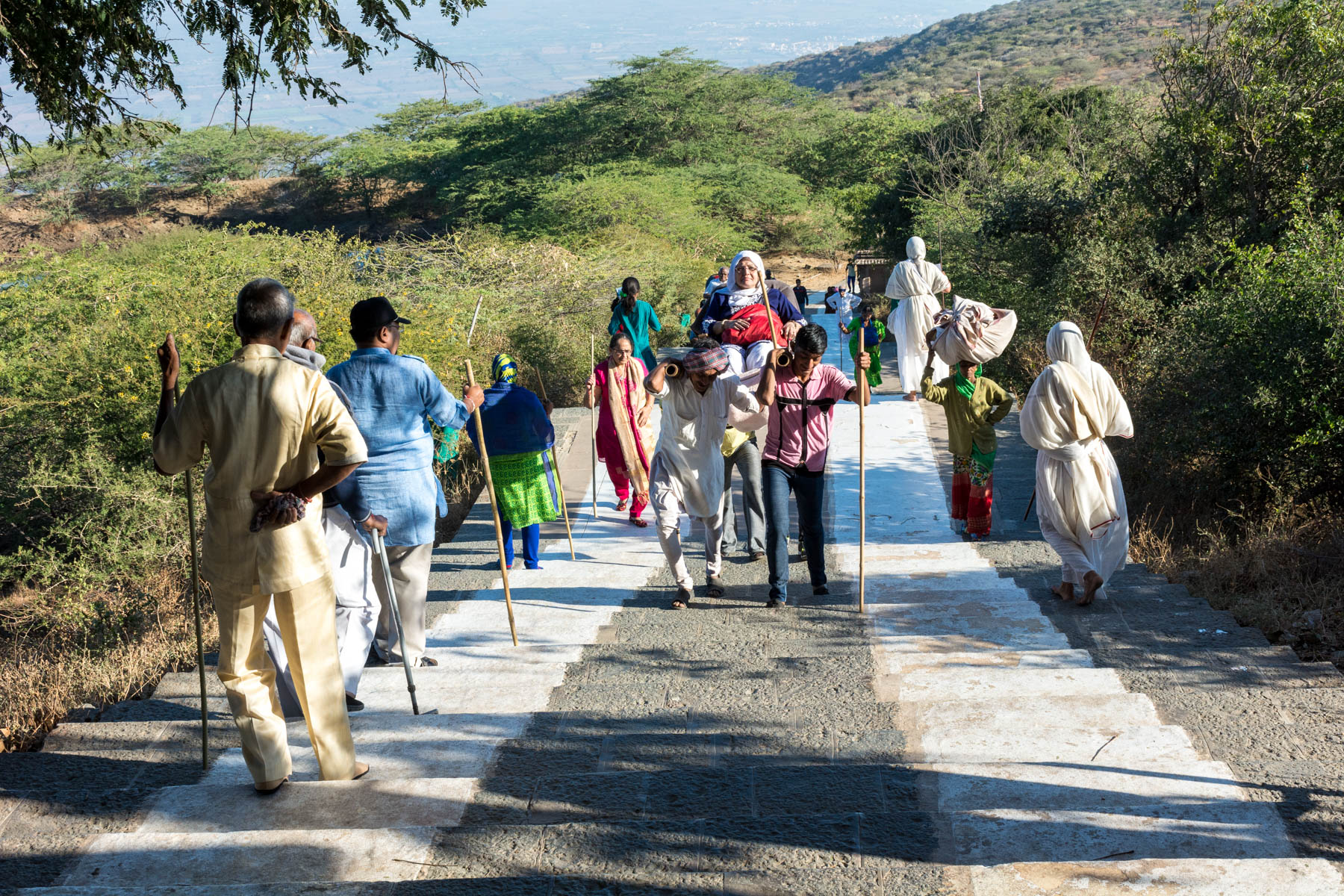 The 99-yatra Jain pilgrimage in Palitana, Gujarat, India - People climbing Girnar mountain - Lost With Purpose