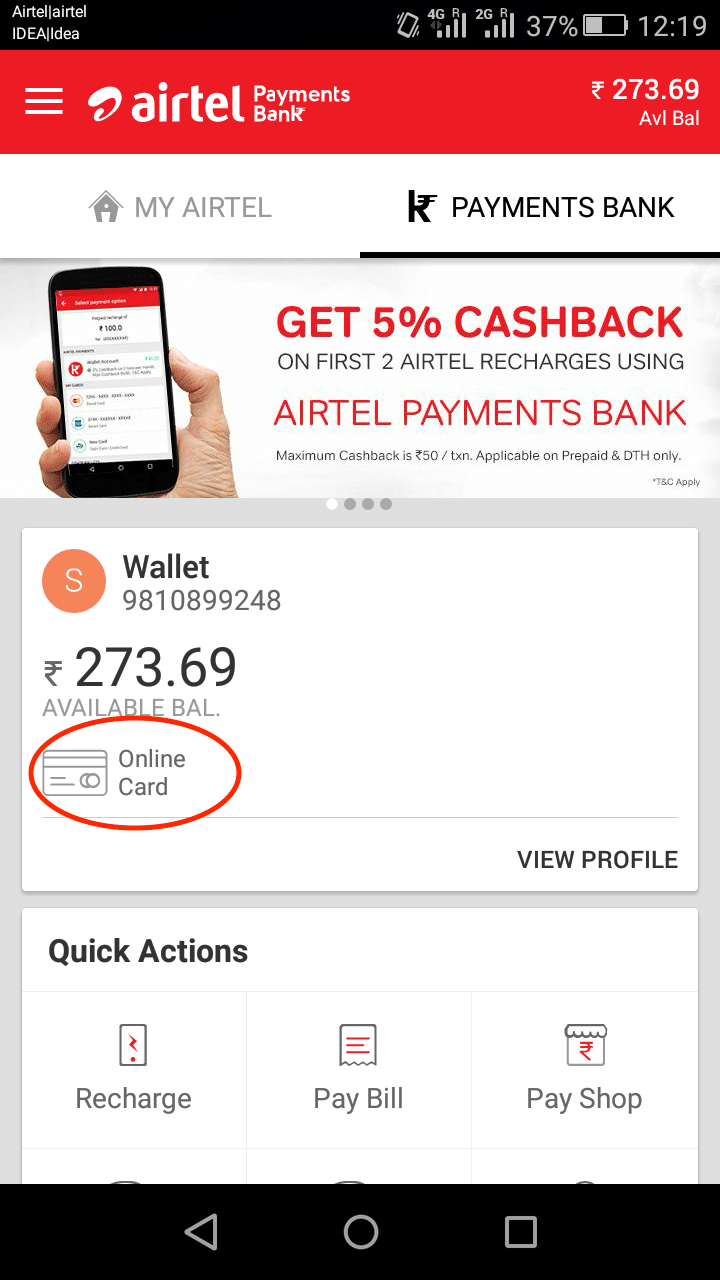 How to pay online in India as a foreigner - Airtel Debit card screenshot - Lost With Purpose