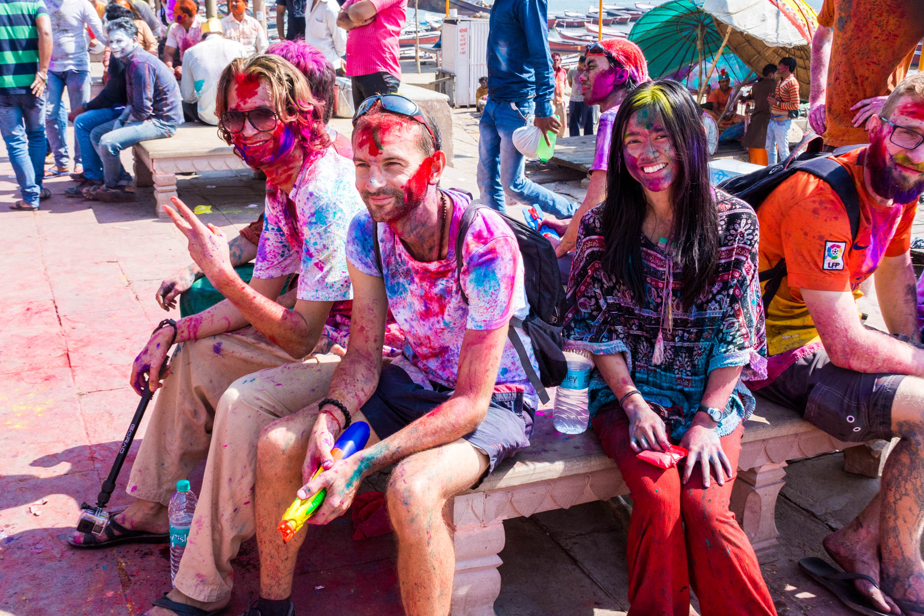 Celebrating Holi in Varanasi as a Woman - A group of foreigners for safety - Lost With Purpose