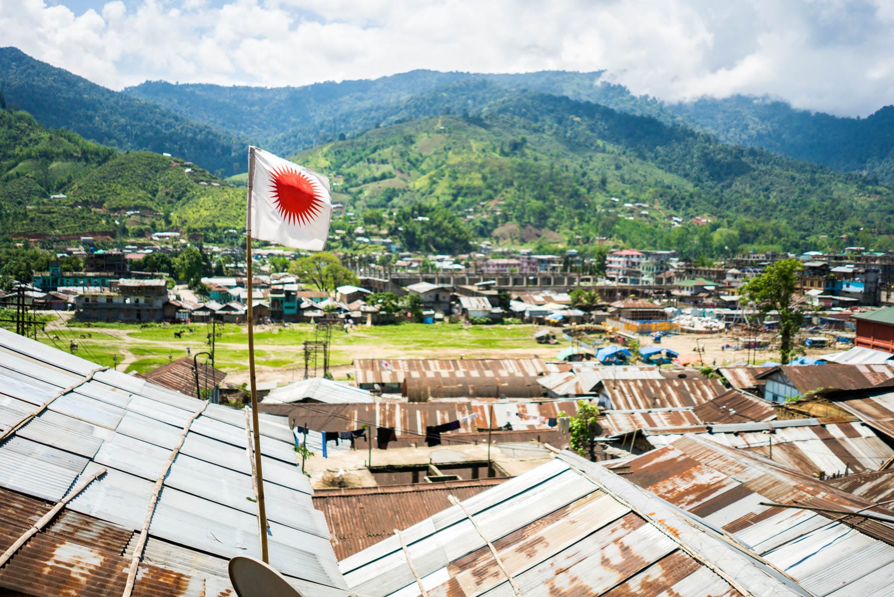 Backpacking in Arunachal Pradesh travel guide - Donyi Polo flag in Daporijo - Lost With Purpose