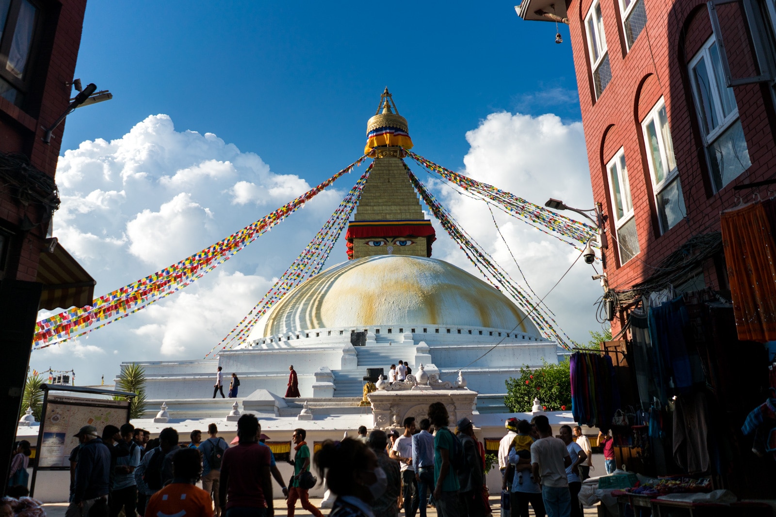 Traveling during monsoon in Nepal - Boudhanath stupa in Kathmandu - Lost With Purpose travel blog
