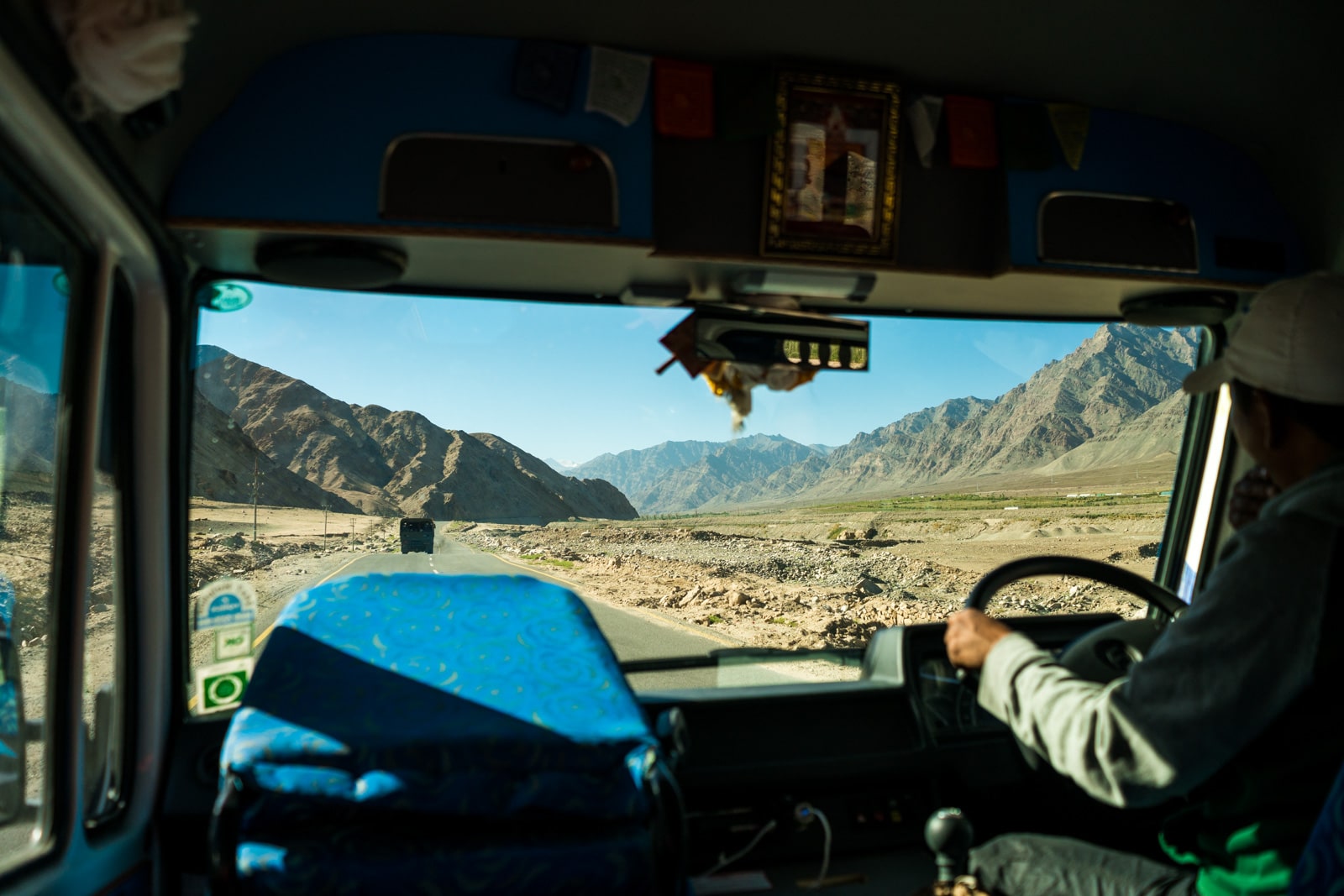 Hitchhiking the Leh - Manali highway in India - View of Ladakh from a minibus interior - Lost With Purpose travel blog