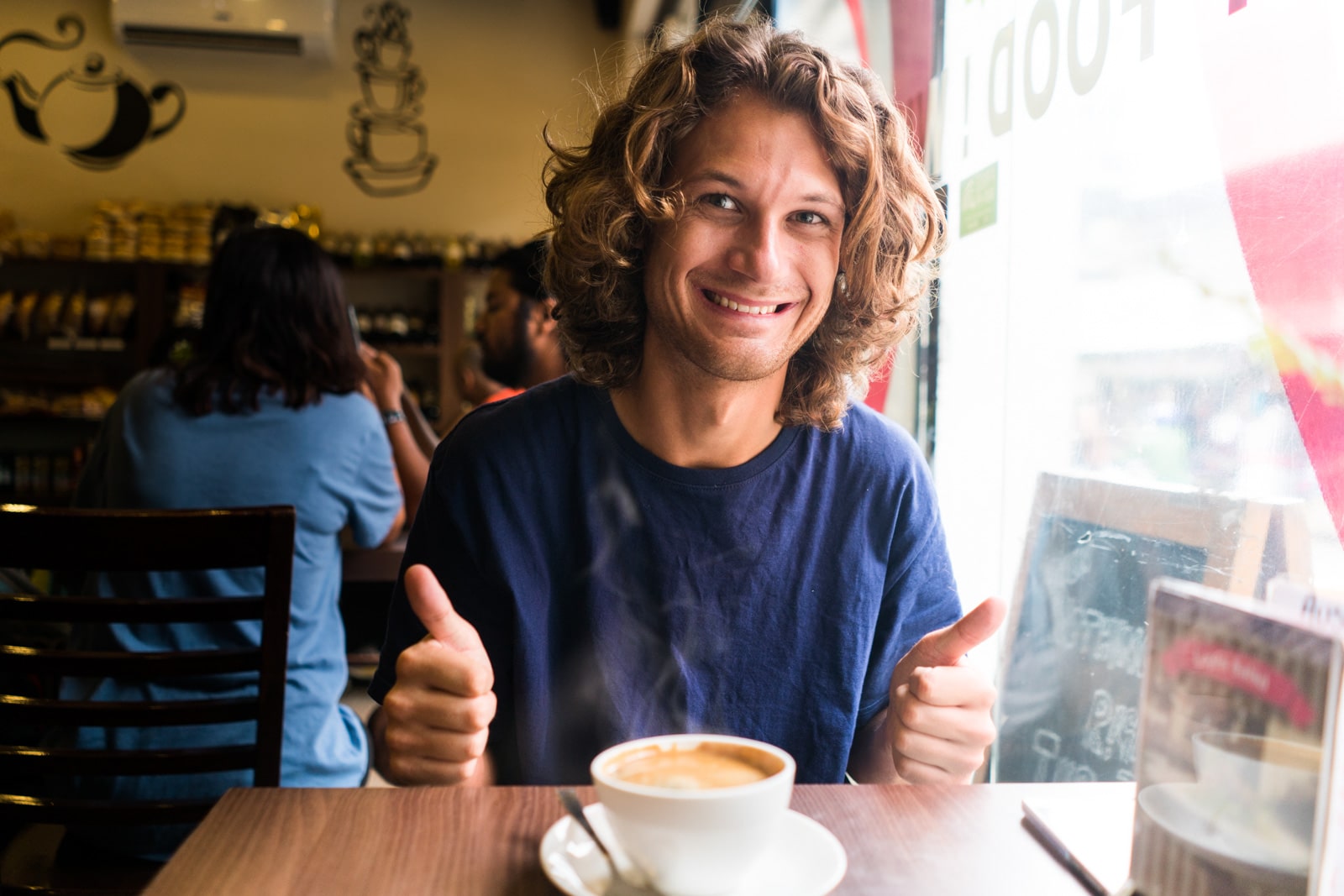 Traveling in monsoon in Nepal - Coffee in a cafe in Thamel, Kathmandu, Nepal - Lost With Purpose