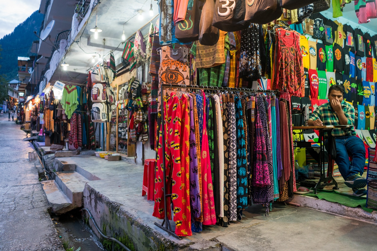 Guide to weed in India - Tacky pants on sale at souvenir stalls in Old Manali, the backpacker area - Lost With Purpose travel blog