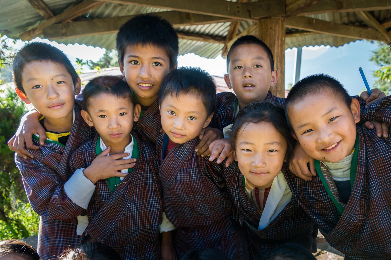 What are guided tours in Bhutan like? - Curious schoolchildren in Kuengarabten village - Lost With Purpose travel blog