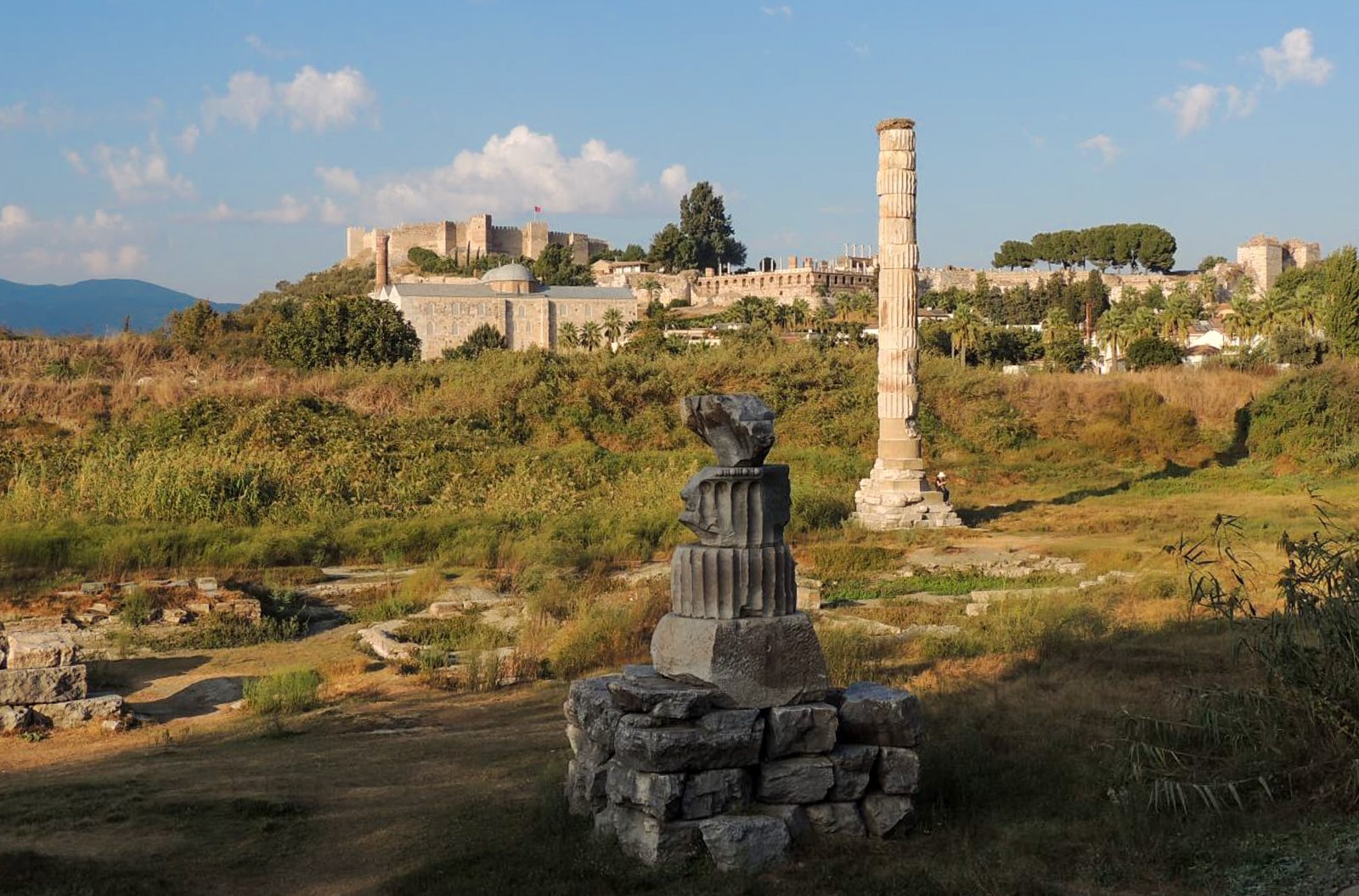 A rebuilt column of the Temple of Artemis to give an idea of scale. Photo by Anita Gould.
