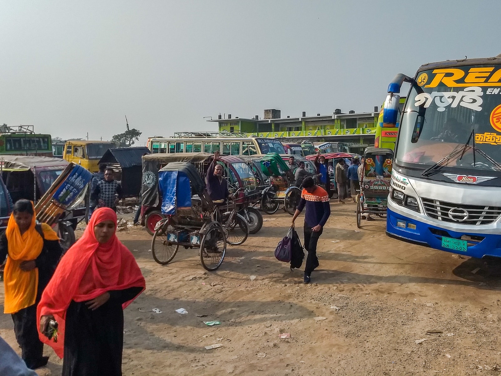 How to get from Khulna to Bagerhat by bus - Sonadonga bus station in Khulna - Lost With Purpose travel blog