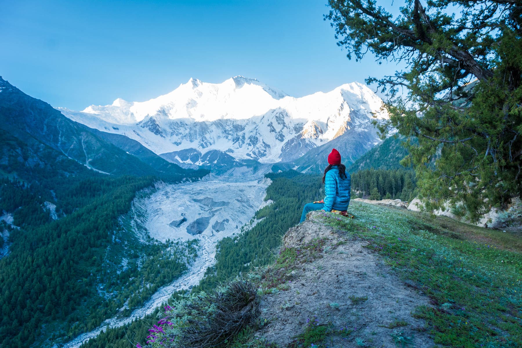 Breaking up on the road - Alex alone looking out over Nanga Parbat mountain from Fairy Meadows, Pakistan - Lost With Purpose travel blog