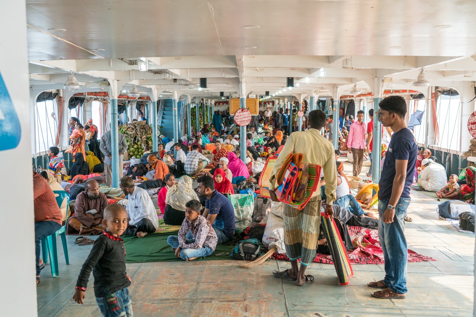 How to get a launch boat from Khulna to Dhaka via Hularhat - Floor area of launch - Lost With Purpose travel blog