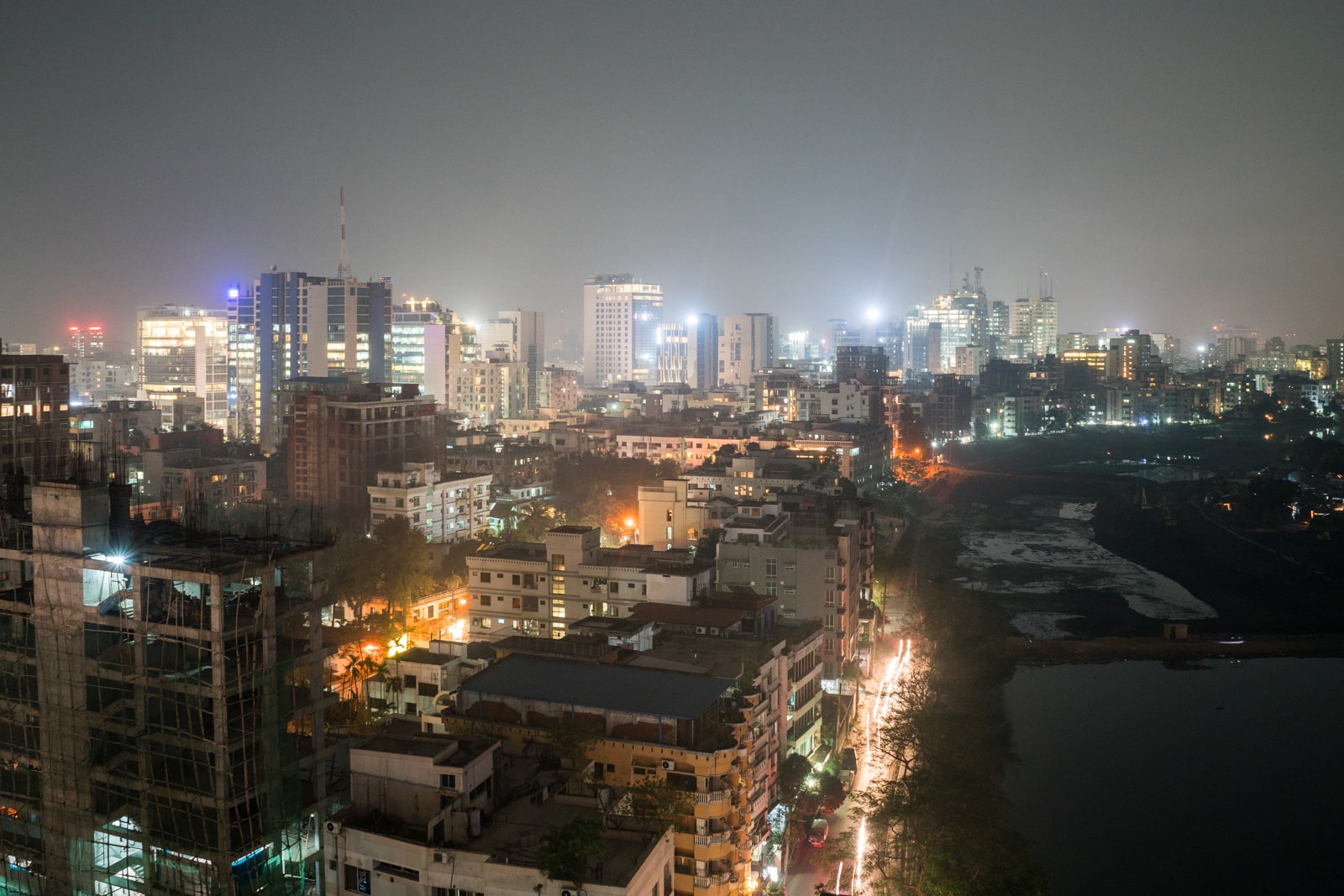 Backpacking in Bangladesh travel guide - North Dhaka from above at night - Lost With Purpose travel blog