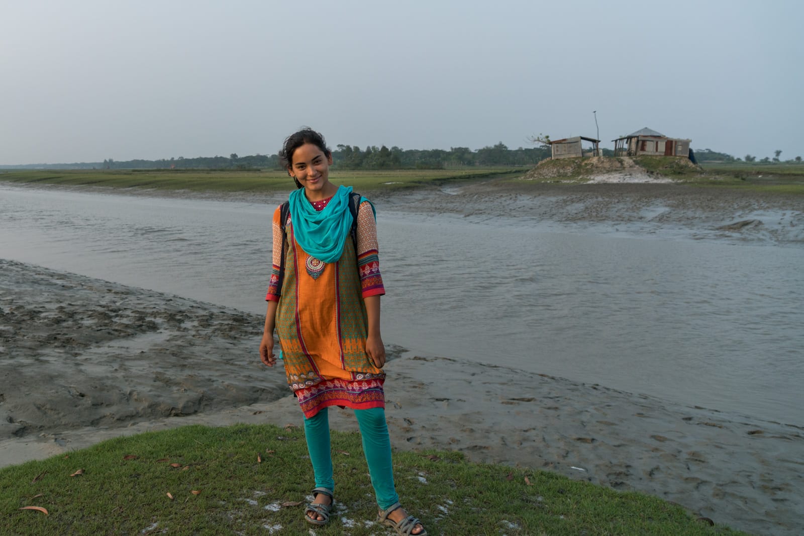 Guide to solo female travel in Bangladesh - Alex in traditional Bangladeshi clothes - Lost With Purpose travel blog