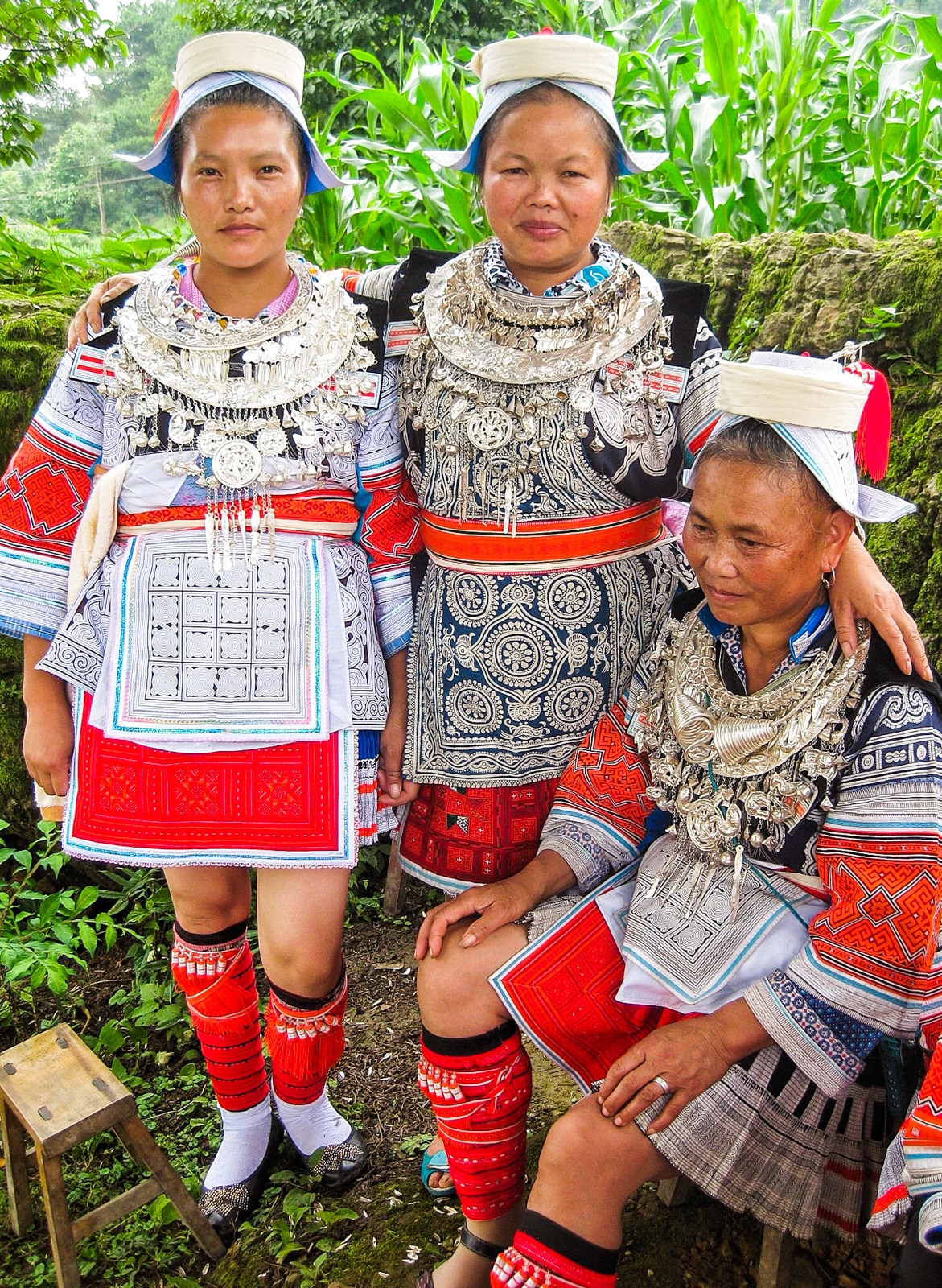 Exploring off the beaten track villages in Guizhou, China - Geija women in traditional clothes in Matang