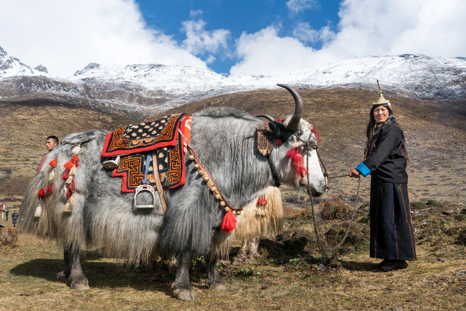 Photos of Bhutan - Layap woman with yak at the Royal Highlander Festival - Lost With Purpose travel blog