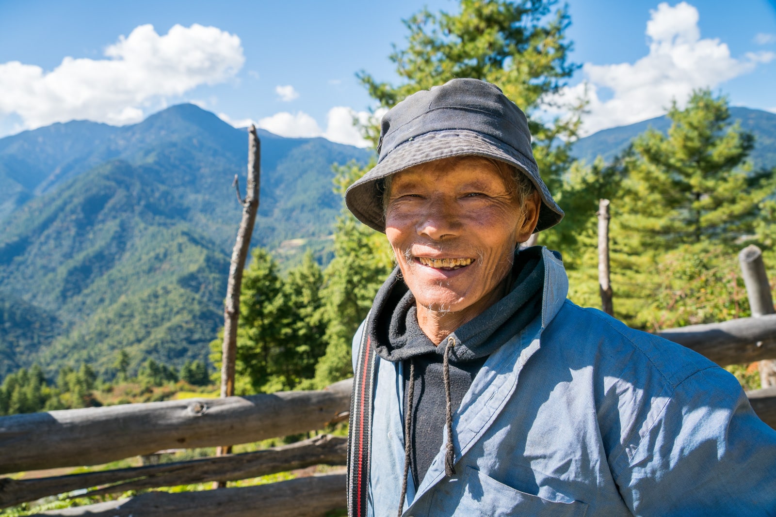 Photos of Bhutan - Jolly man on the side of the road - Lost With Purpose travel blog