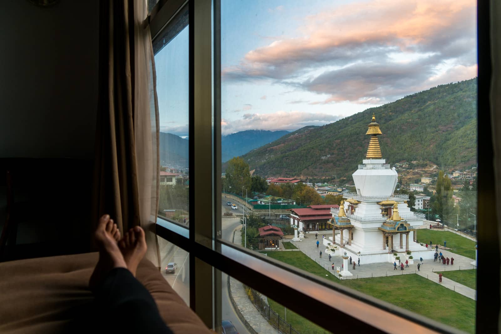 Photos of Bhutan - View of Memorial Chorten from a hotel room - Lost With Purpose travel blog