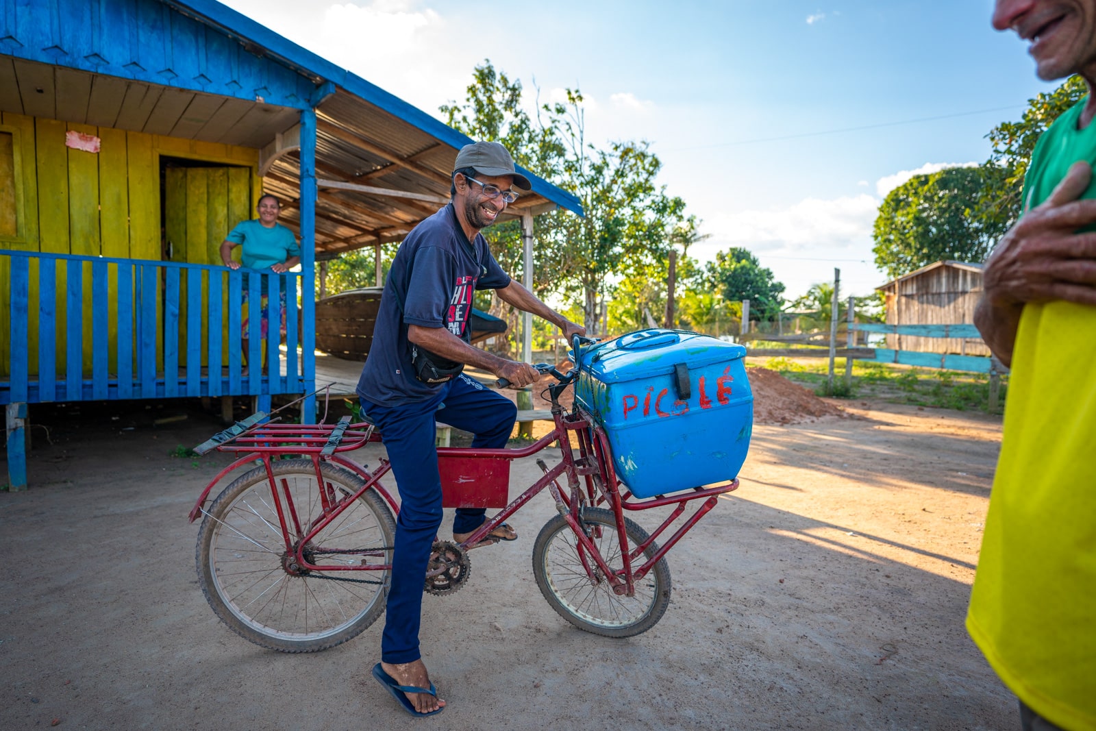 OneSight's mobile eye care clinic in the Brazilian Amazon - Alex the ice cream man on his bicycle - Lost With Purpose travel blog