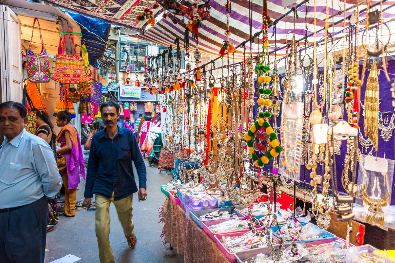 Colorful jewelry on sale in a market