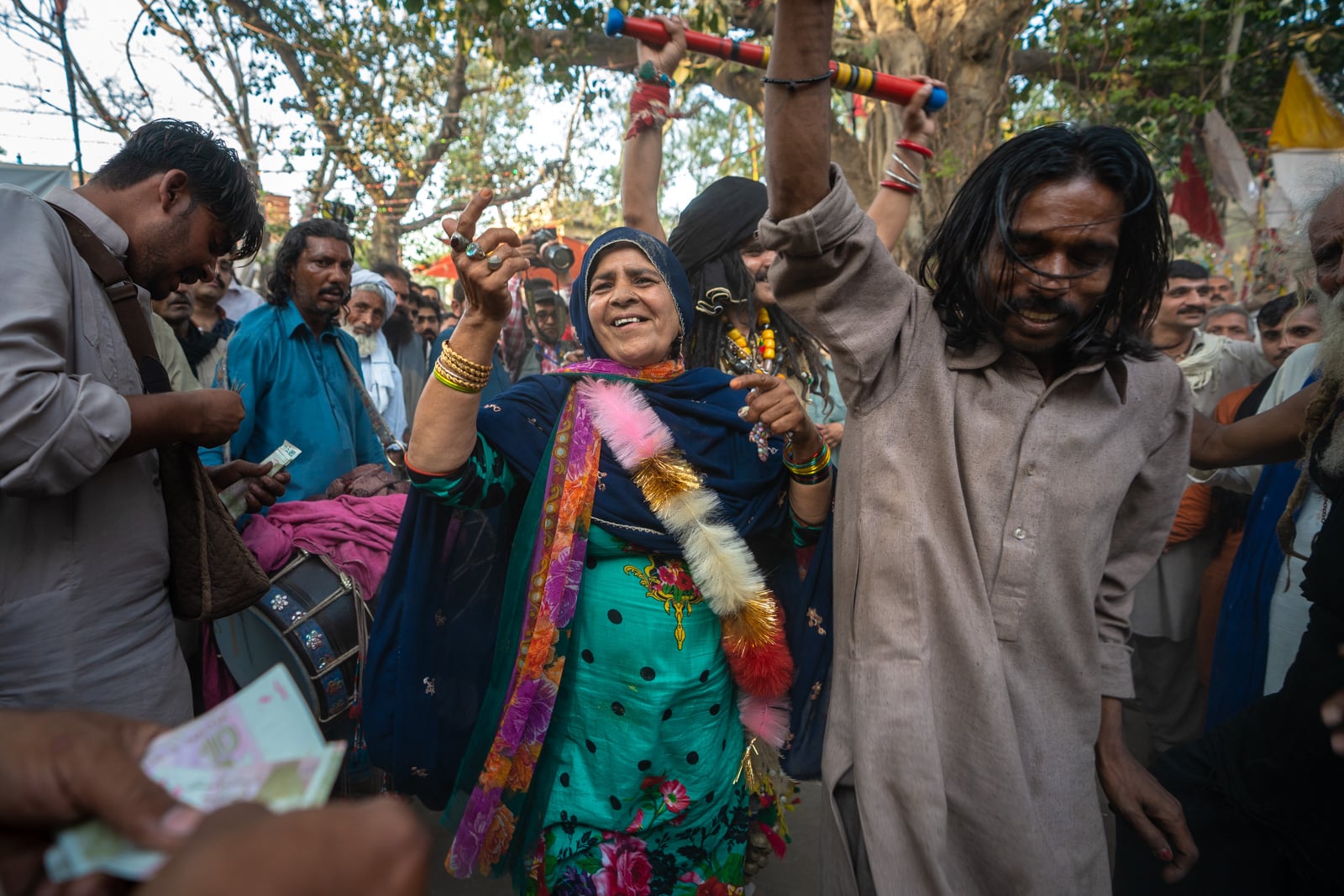 Woman dancing dhamal in Lahore at the urs of Madhu Lal Hussain