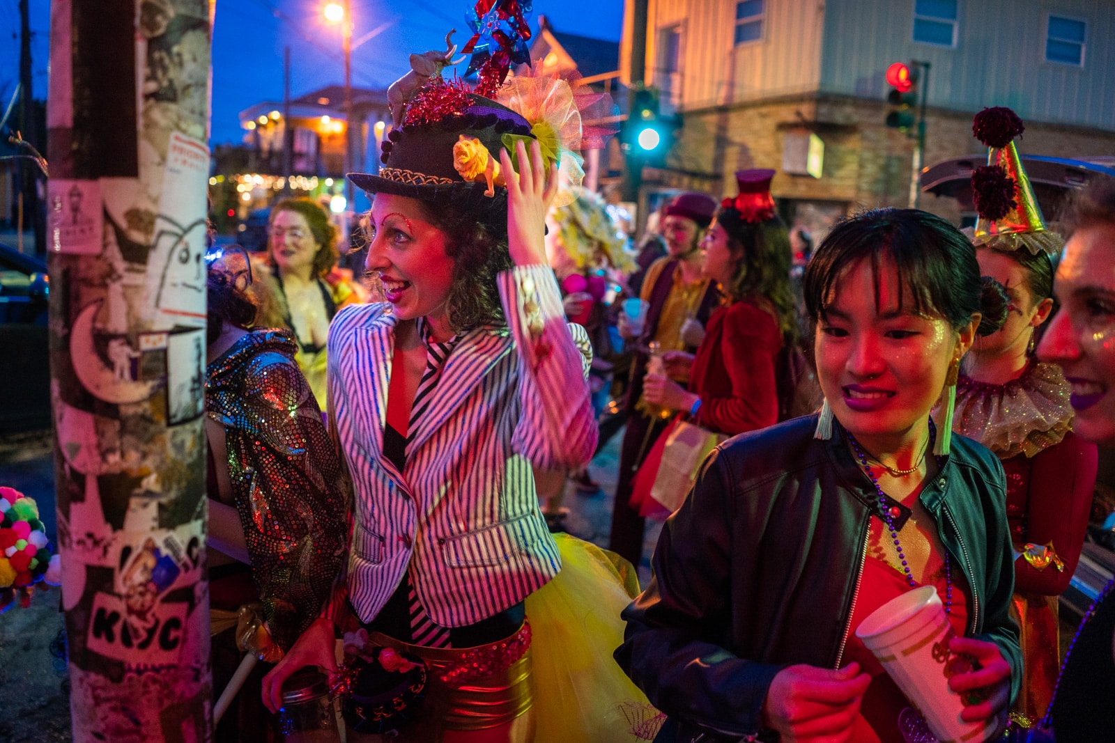 Krewe of Full Bush lining up for the 2019 Krewe Boheme Mardi Gras parade in New Orleans, LA