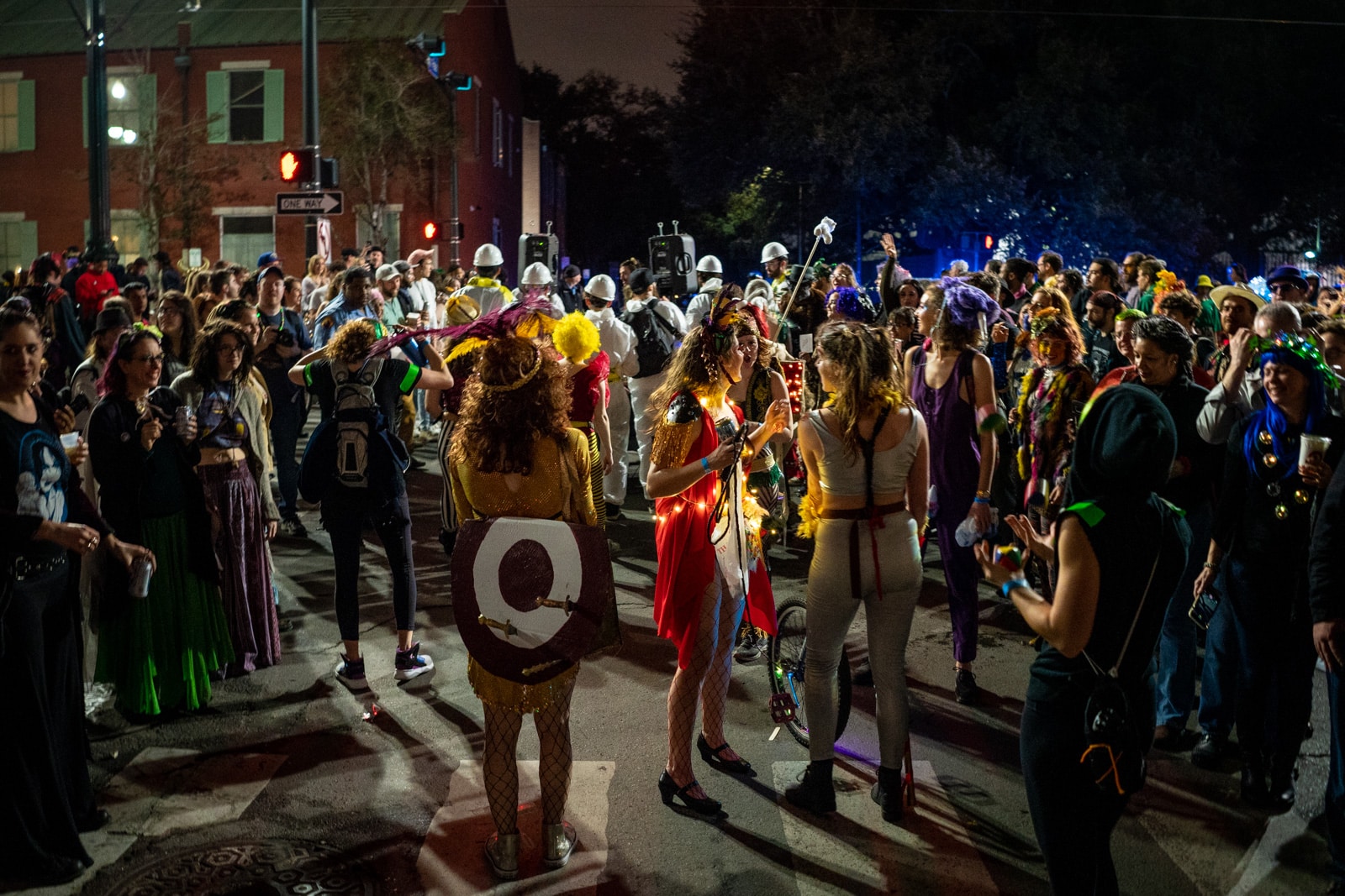 End of the Mardi Gras parade line in New Orleans