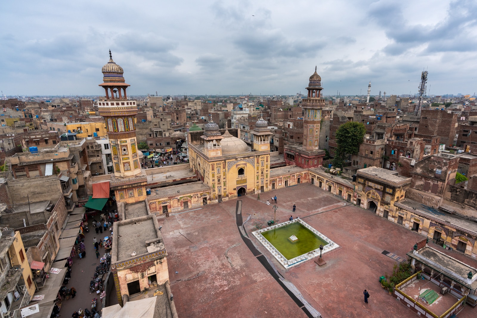 Unique things to do in Lahore, Pakistan - View of Wazir Khan mosque from above in the minaret