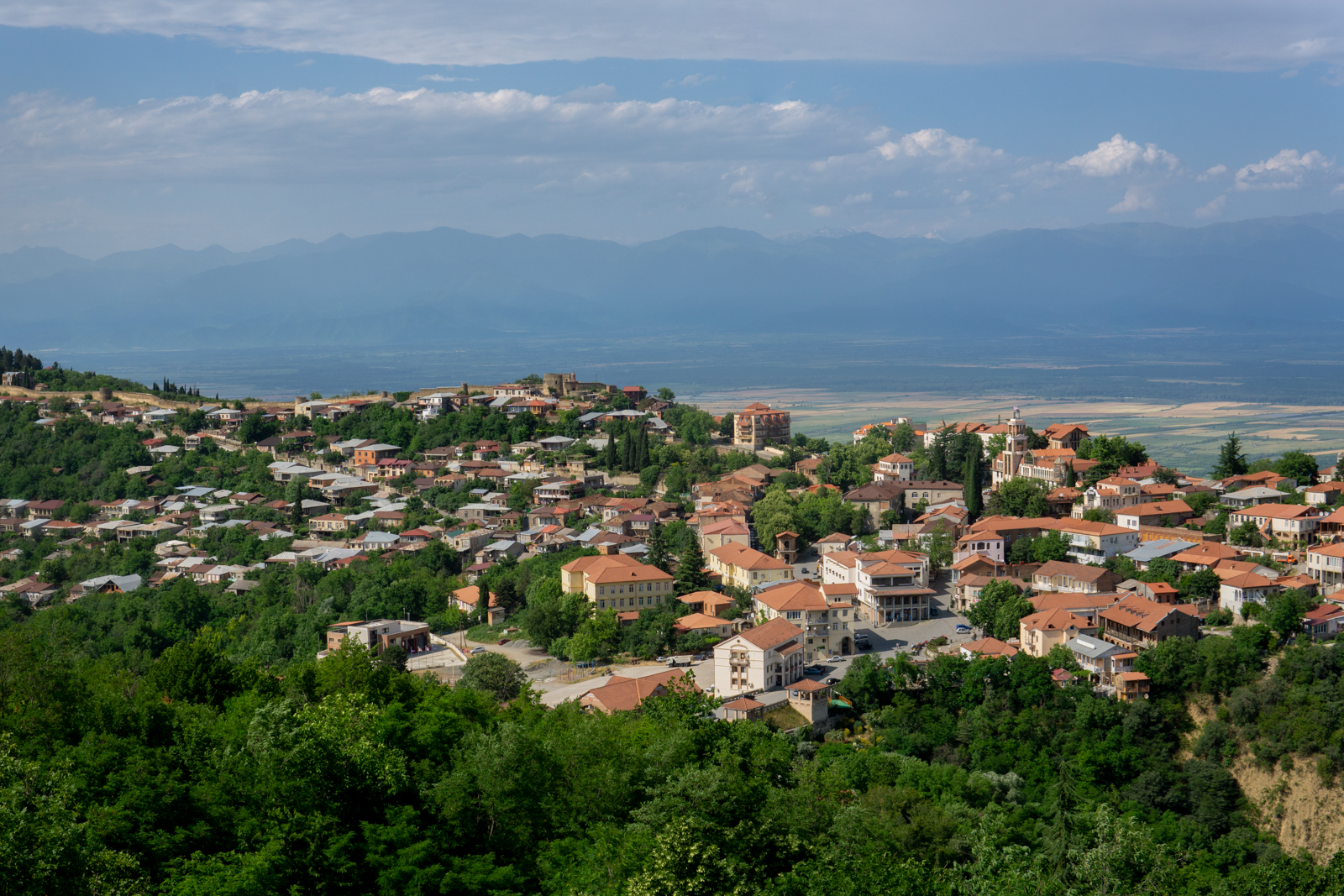 View of the hilltop town of Signagi, Georgia