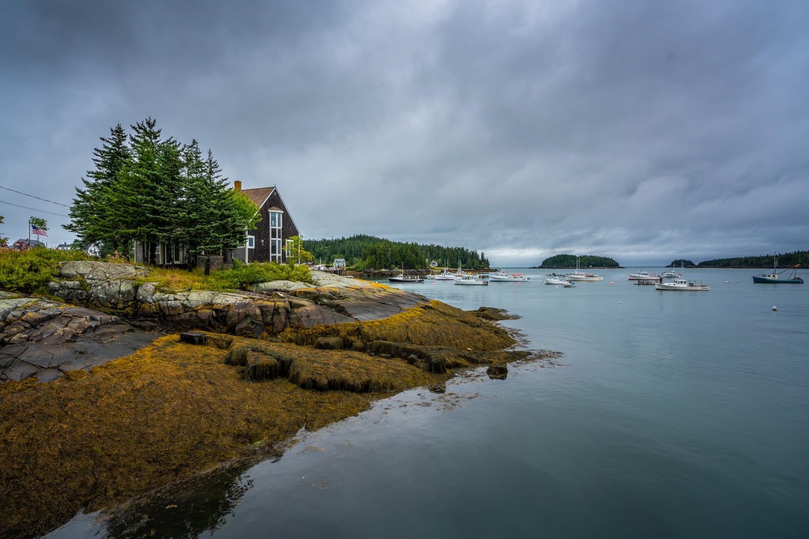 Cloudy days in town of Cutler, Maine