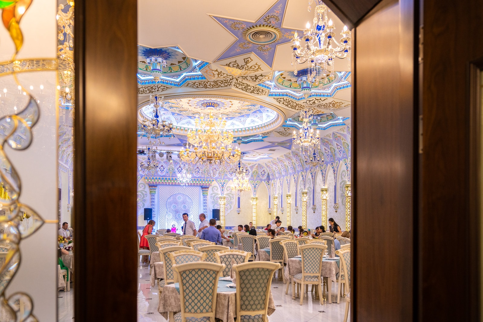 Interior dining room of Sim Sim restaurant in Tashkent, Uzbekistan