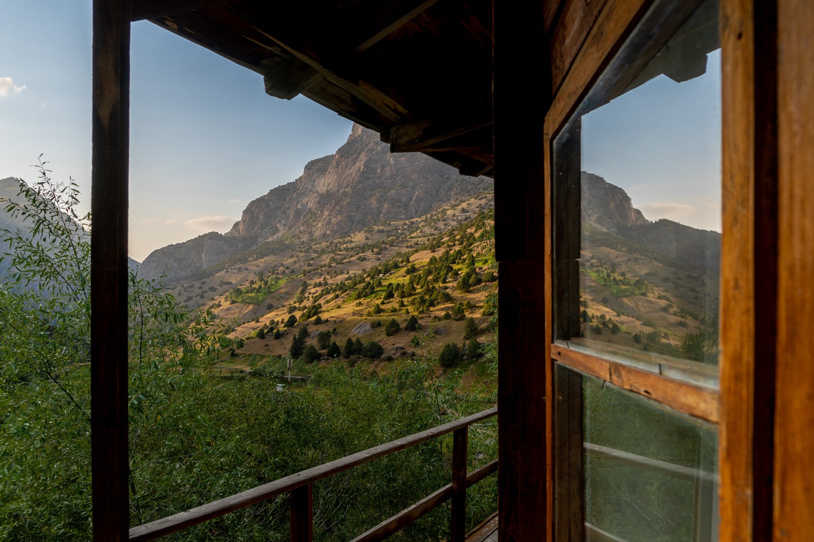 Sunset view from Artuch Camp Alplager in Tajikistan's Fann Mountains