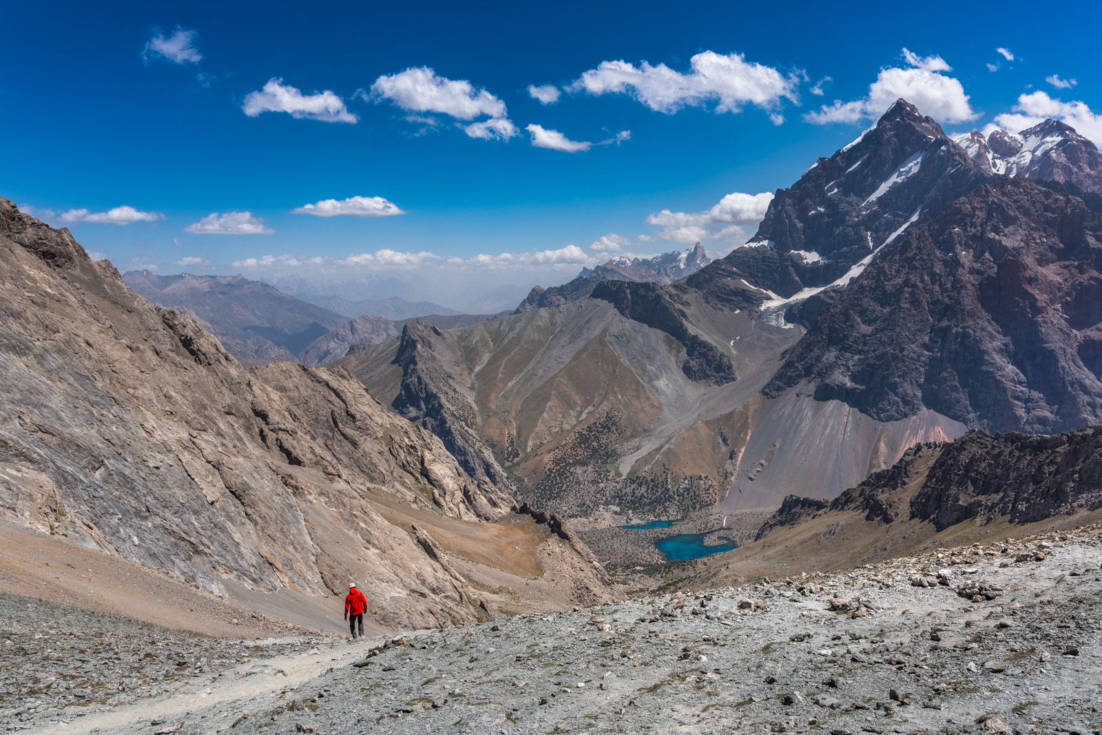 Trekker at Alauddin Pass in Western Tajikistan