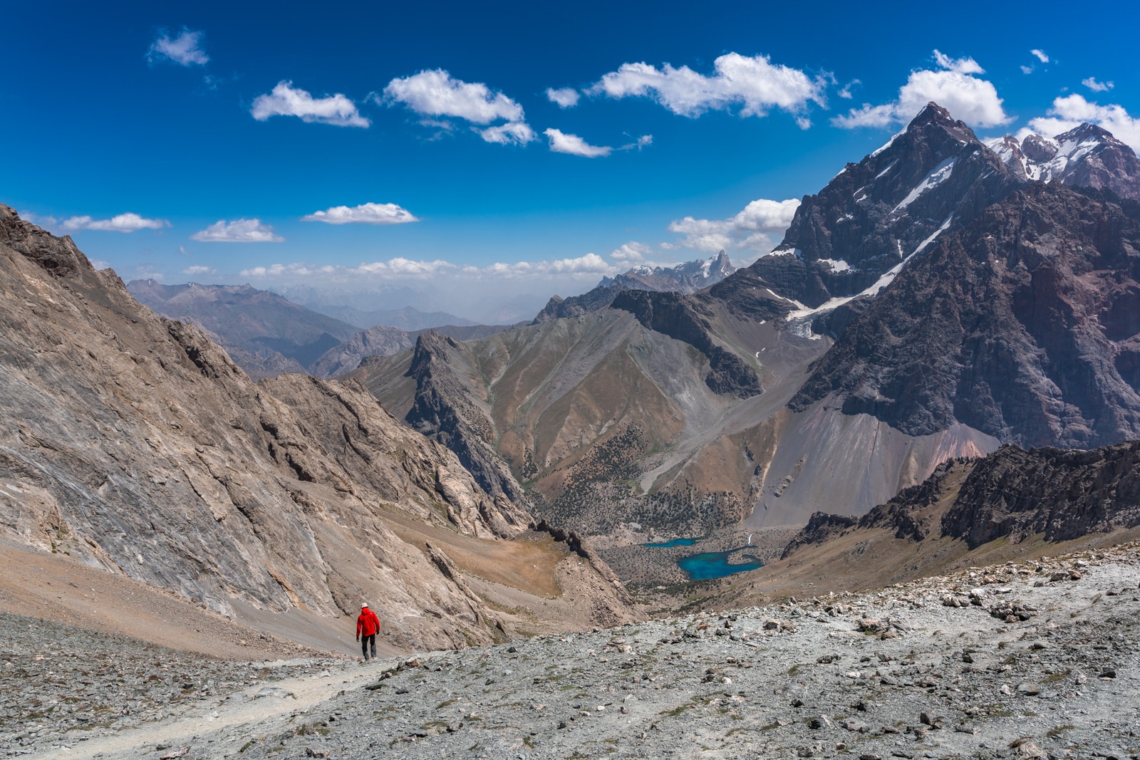 Trekker at Alauddin Pass in Western Tajikistan