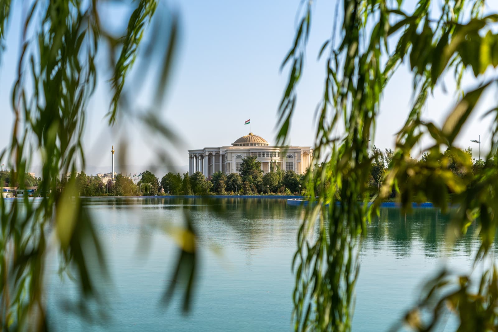 View of the Palace of Nations from Rudaki Park in Dushanbe, Tajikistan