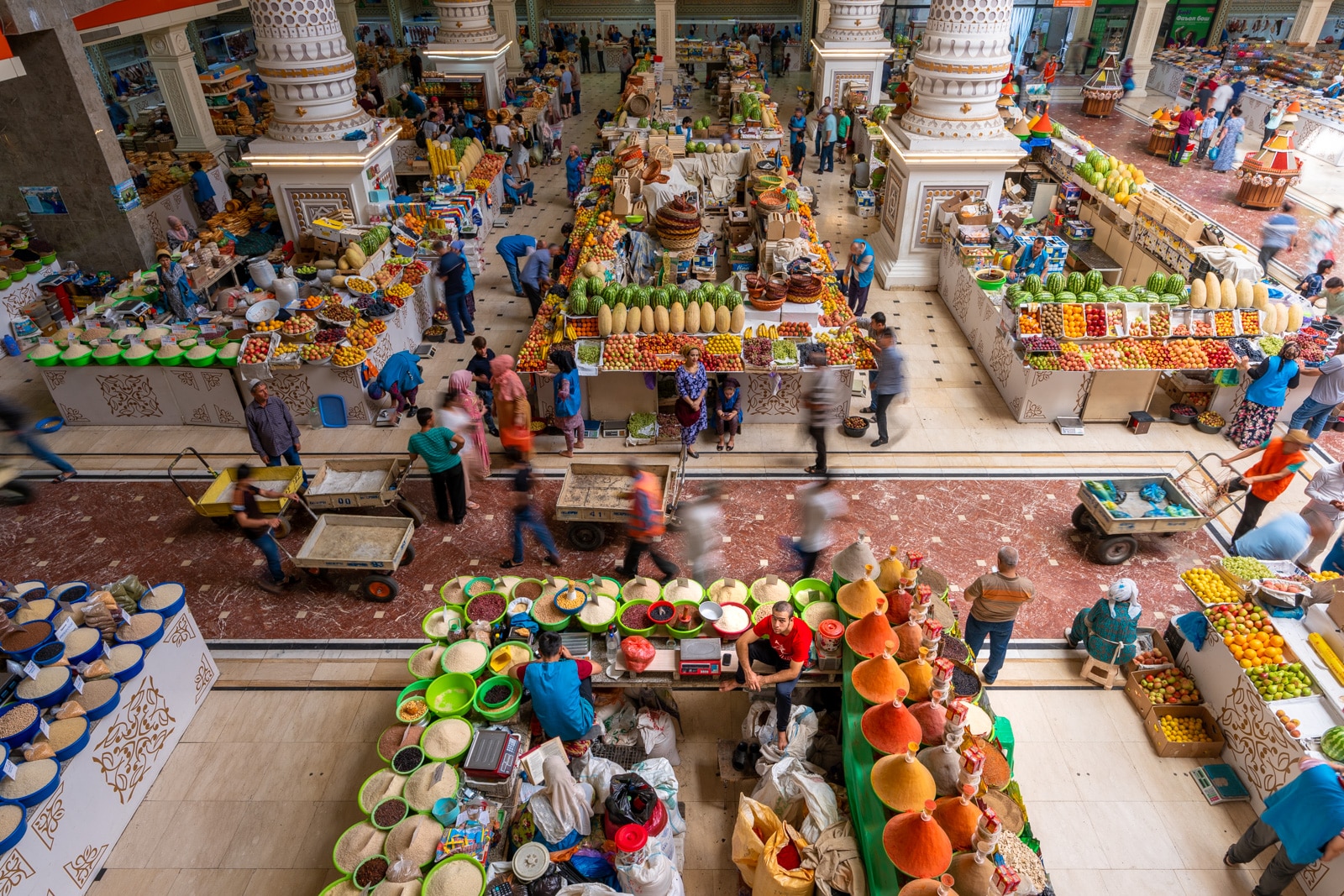 Bird's eye view of the Mehrgon Bazaar in Dushanbe, Tajikistan