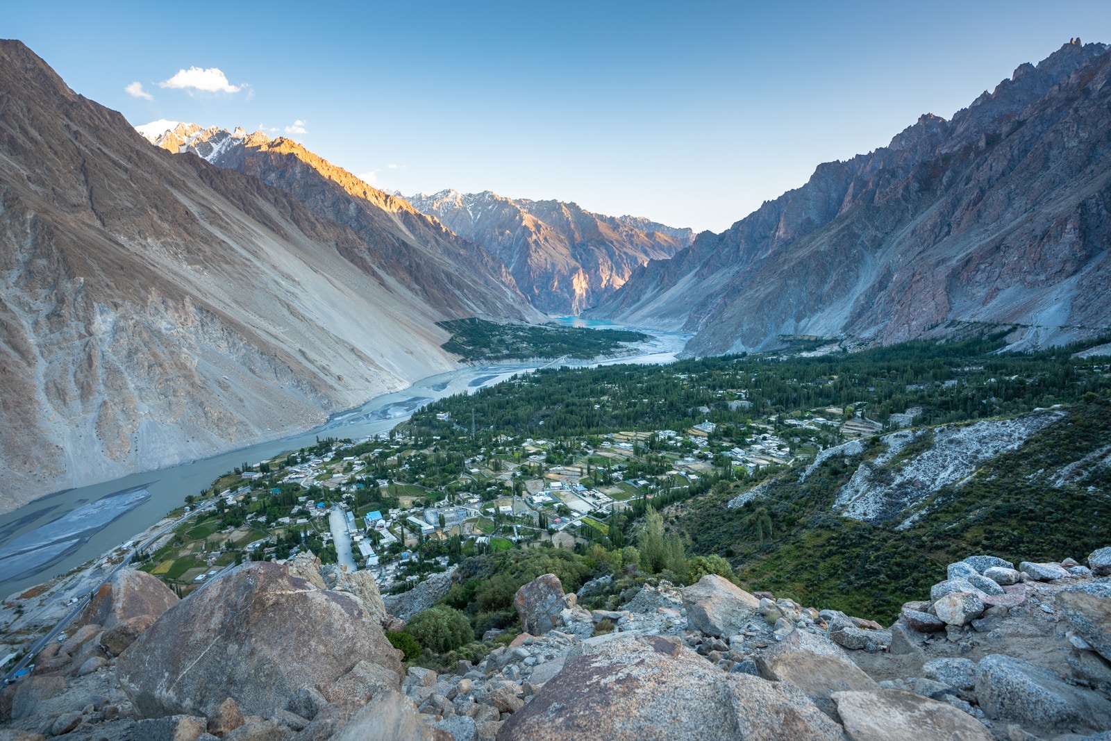 View of Gulmit, Pakistan from Ondra Fort