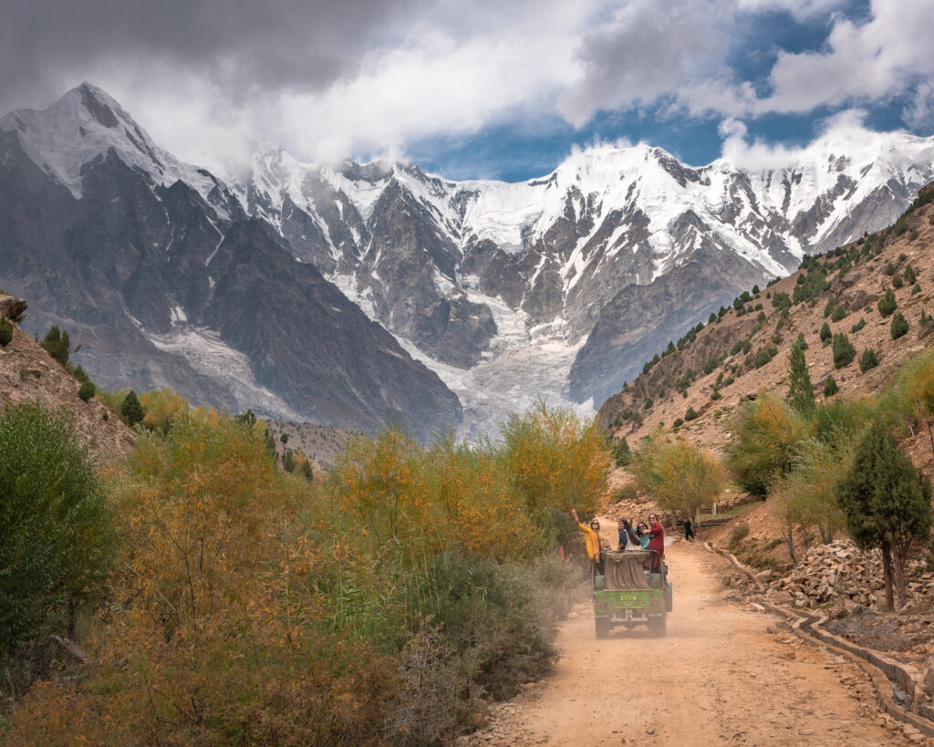 Pakistan women's tour driving in a jeep to Nanga Parbat