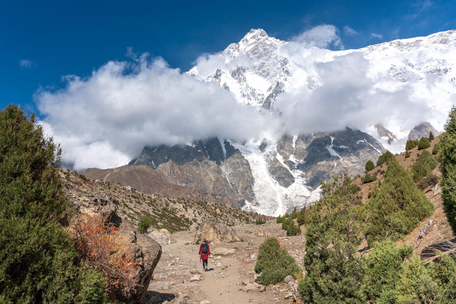 Girl trekking to Nanga Parbat Base Camp in Astore, Pakistan