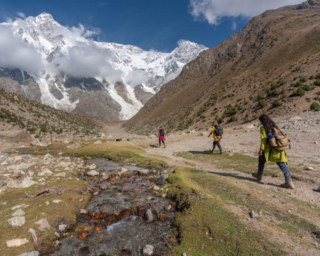 Pakistan women's tour group trekking to Nanga Parbat base camp in Astore