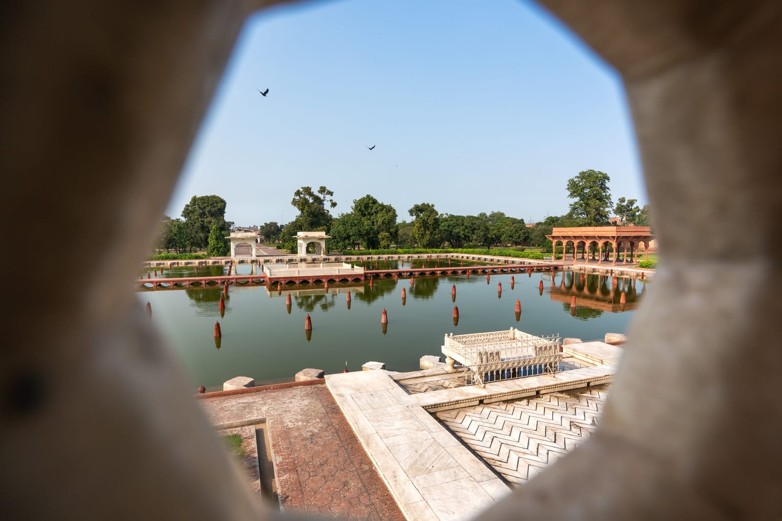View through hole of Shalimar Gardens in Lahore, Pakistan