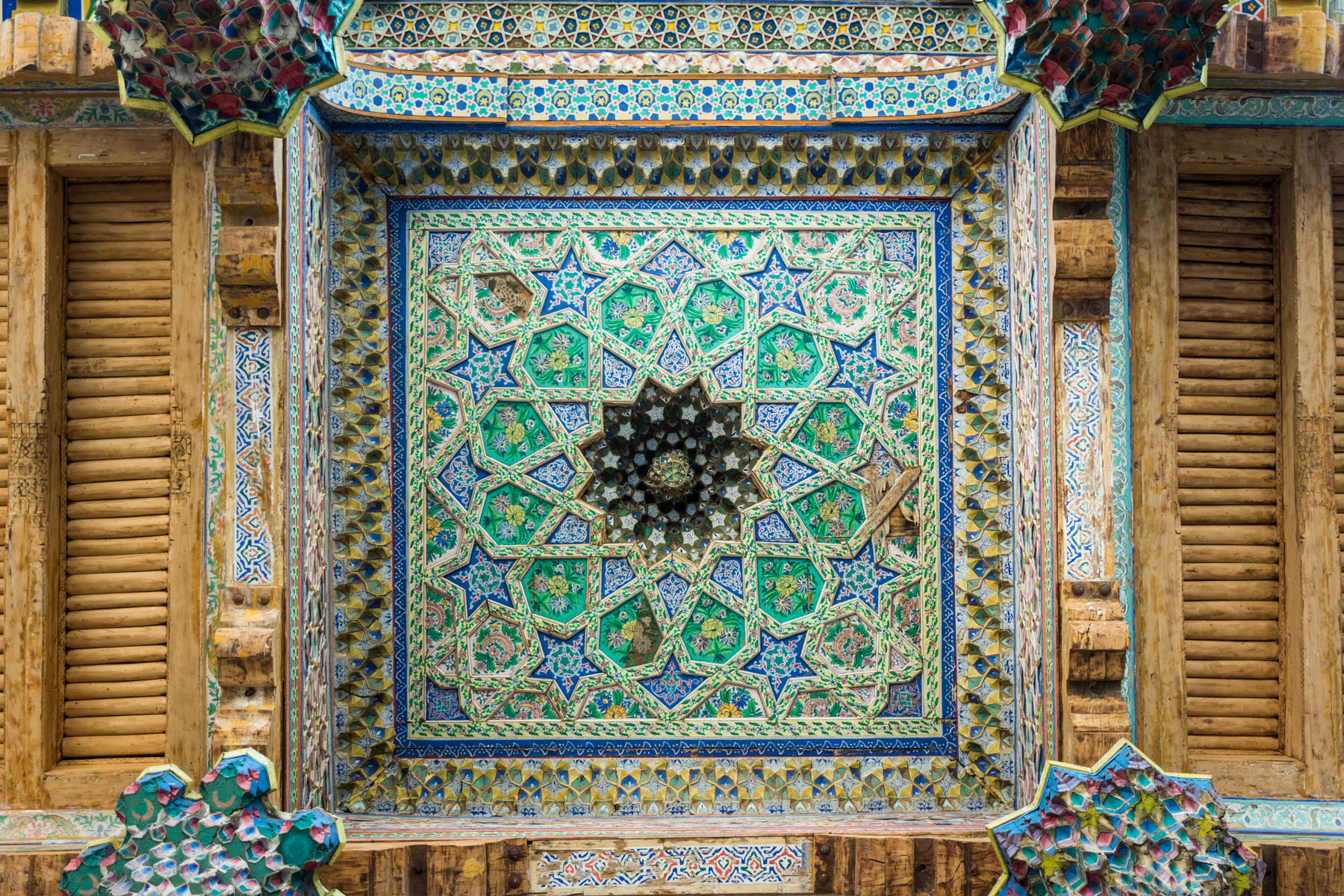Ceiling of Bolo Hauz mosque in Bukhara, Uzbekistan