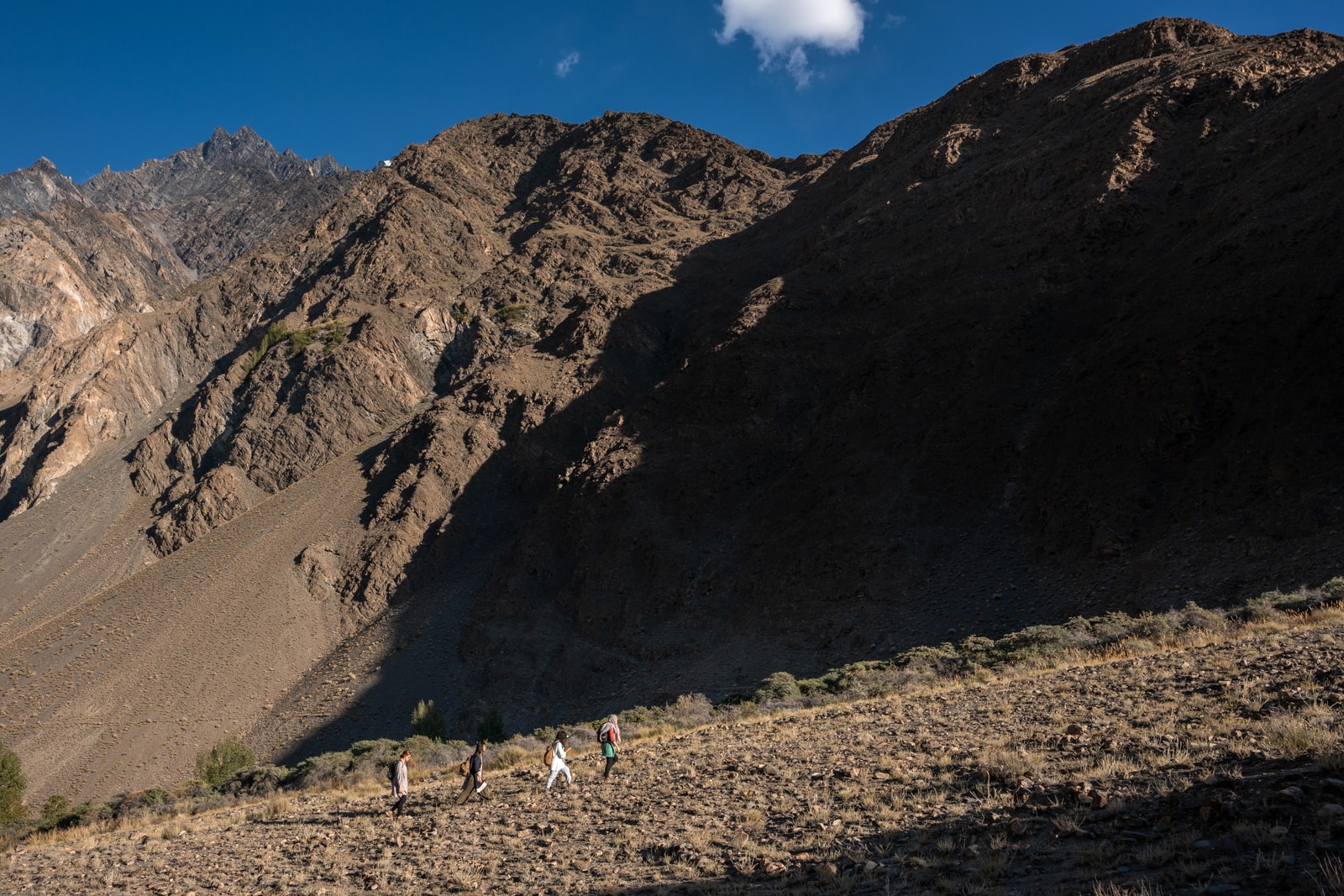 Tour group trekking in Passu, Gilgit Baltistan, Pakistan